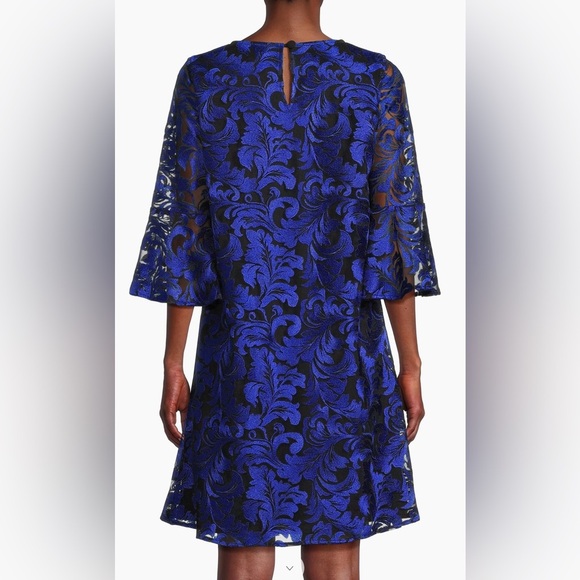 Caroline Rose NWT Bella Soiree Embroidered
Mesh Lace 3/4 Bell Sleeve Shift Dress - Picture 6 of 16